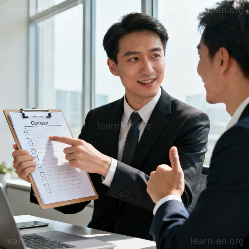 instruct 指示含义图解：经理向员工下达明确指令