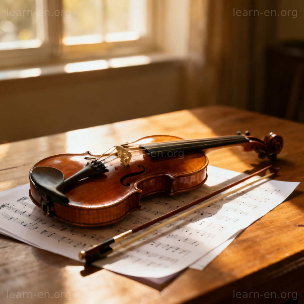 instrument 乐器含义图解：古典小提琴与乐谱特写