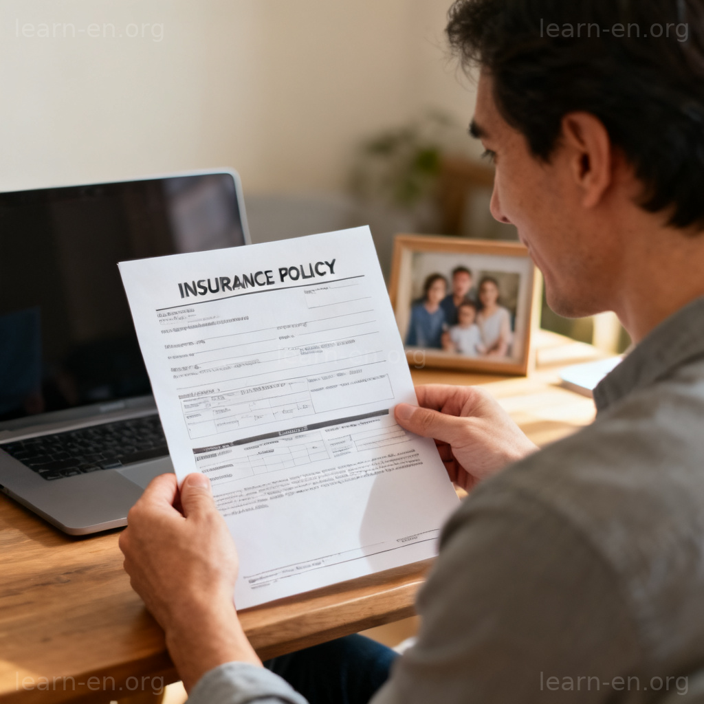 insurance 保险含义图解：手持保单感到安心的人