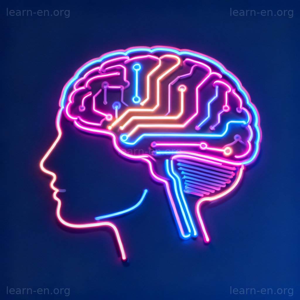 intelligence 智力含义图解：发光大脑象征思维与处理能力