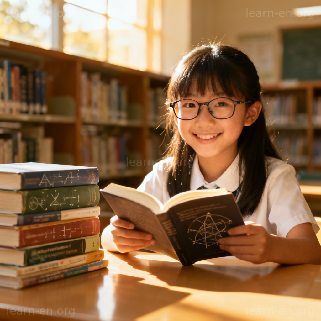 intelligent 单词图解：图书馆中专注阅读的聪明女孩