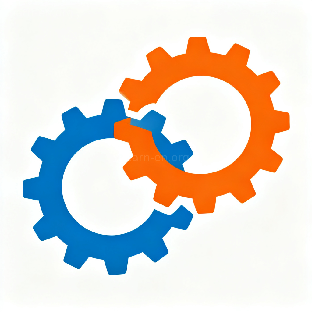interact 相互作用图解：两个齿轮啮合转动的示意图