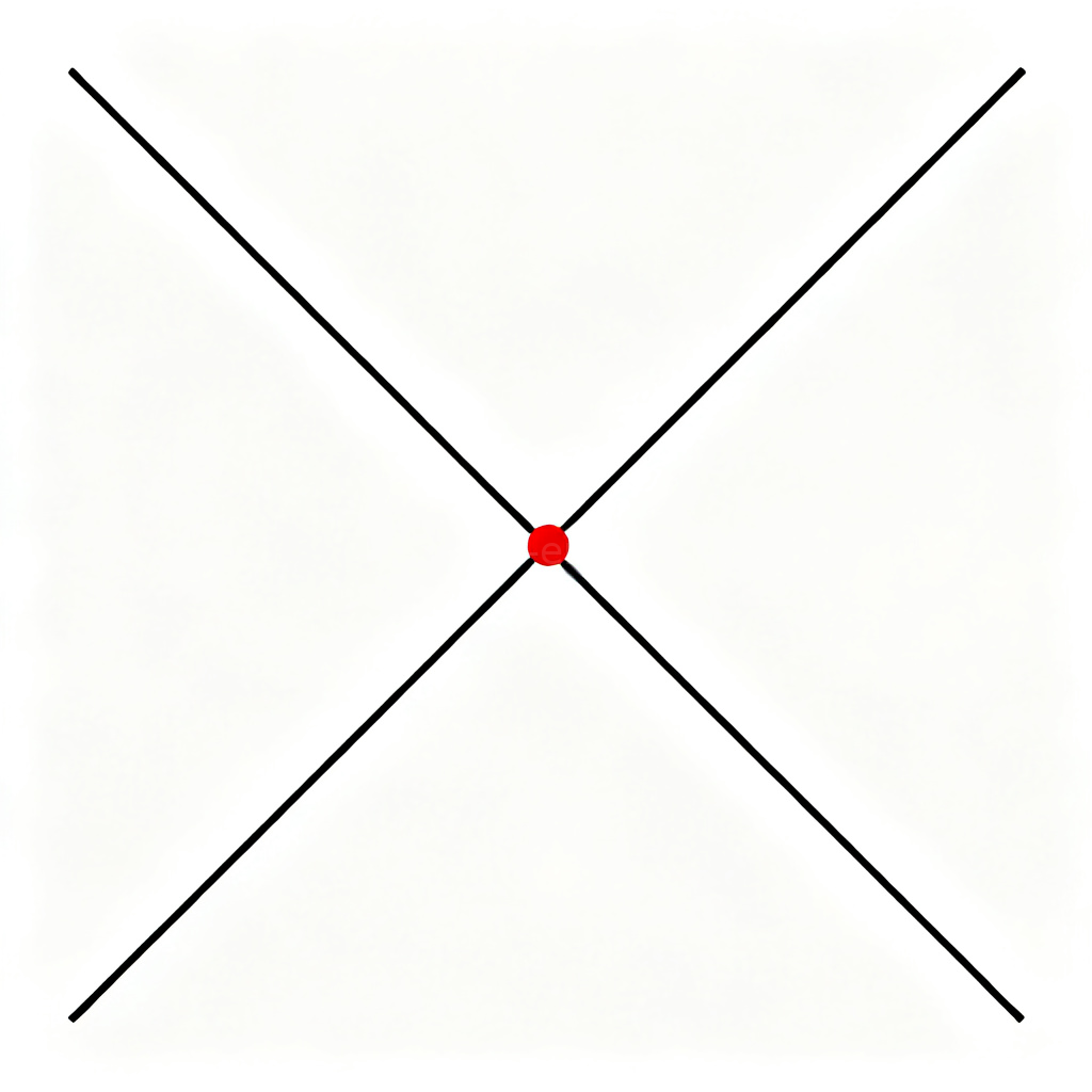 intersection 交集点图解：两条直线相交的数学示意图