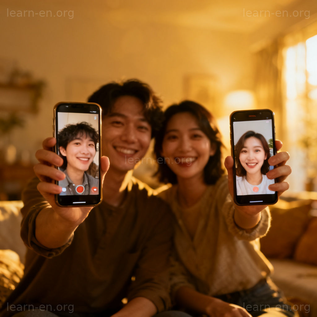 keep in touch 场景图解：两人通过视频通话保持联系
