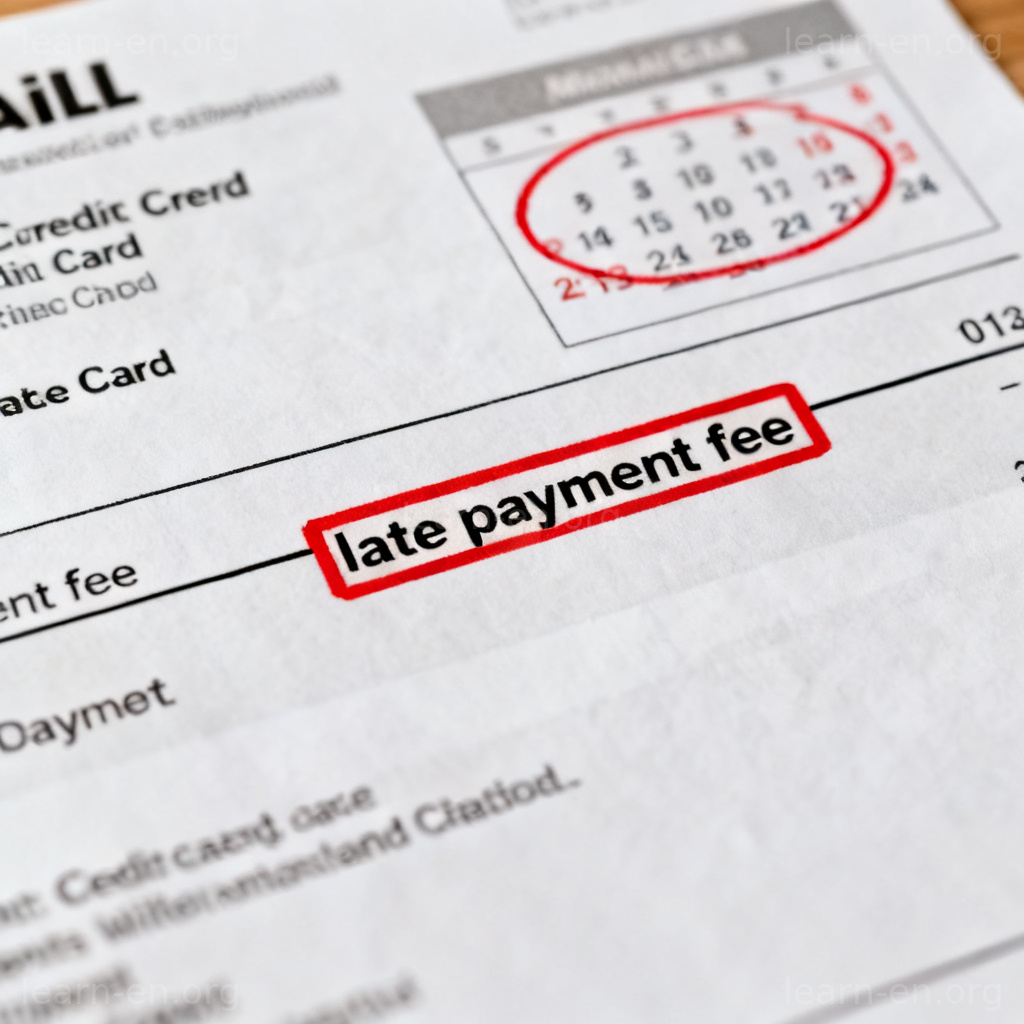 late payment fee 图解：信用卡账单上被红框高亮的逾期费用项