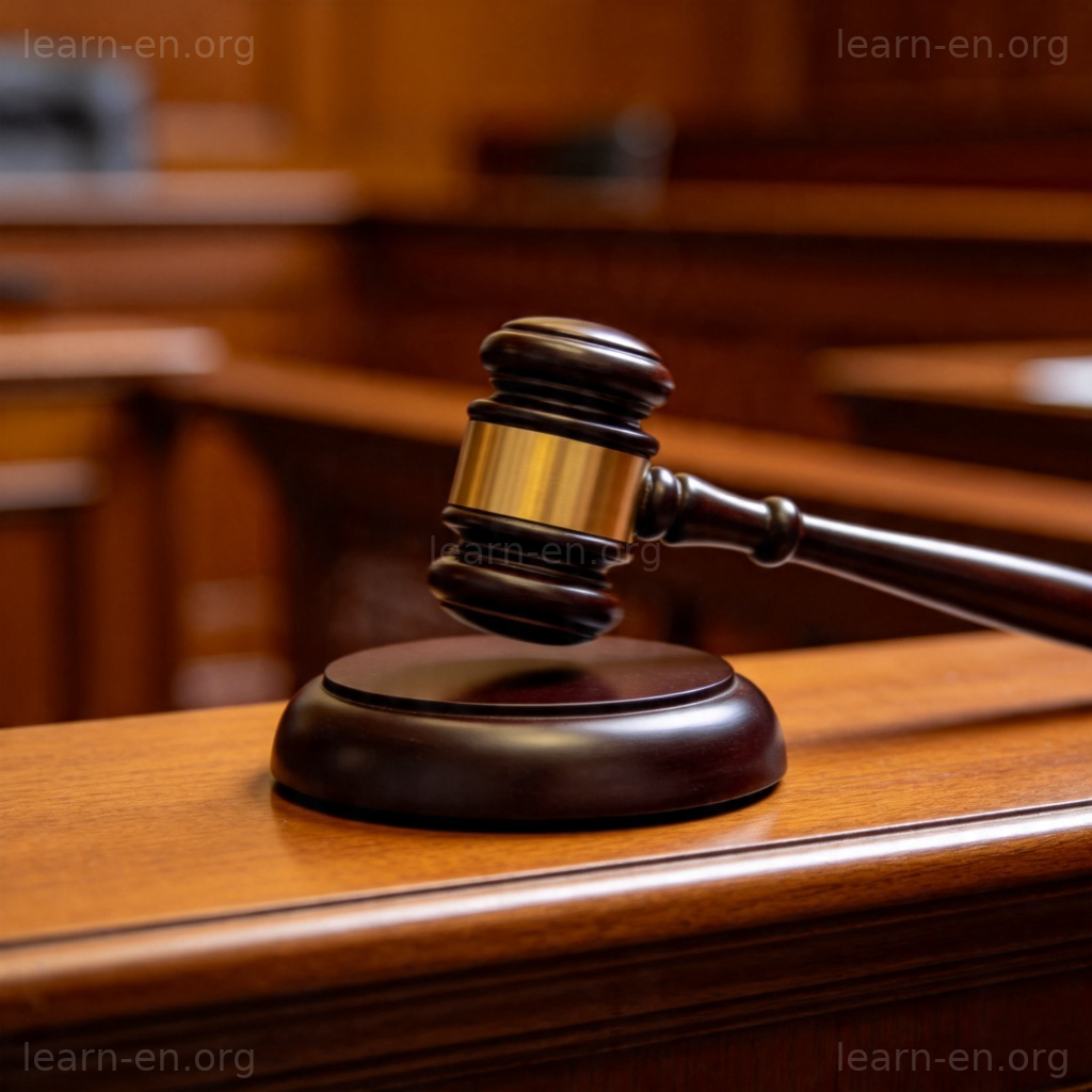 law 法律概念图解：法庭法槌象征权威与裁决