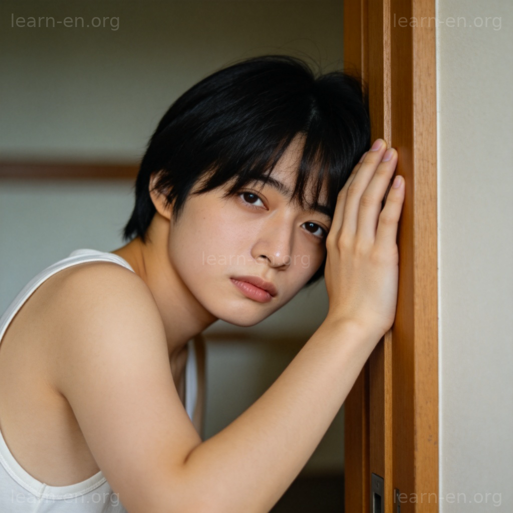 lean倾斜含义图解：人物倚靠门框的姿势