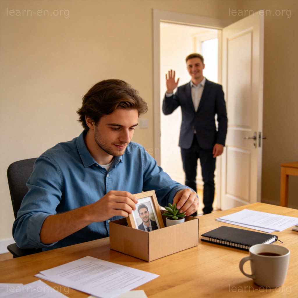 Leaving a job 离职场景图解：同事告别与收拾个人物品