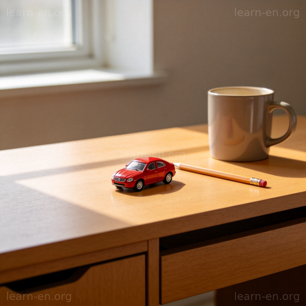 little 含义图解：小玩具车与日常物品对比，展示“小的”概念