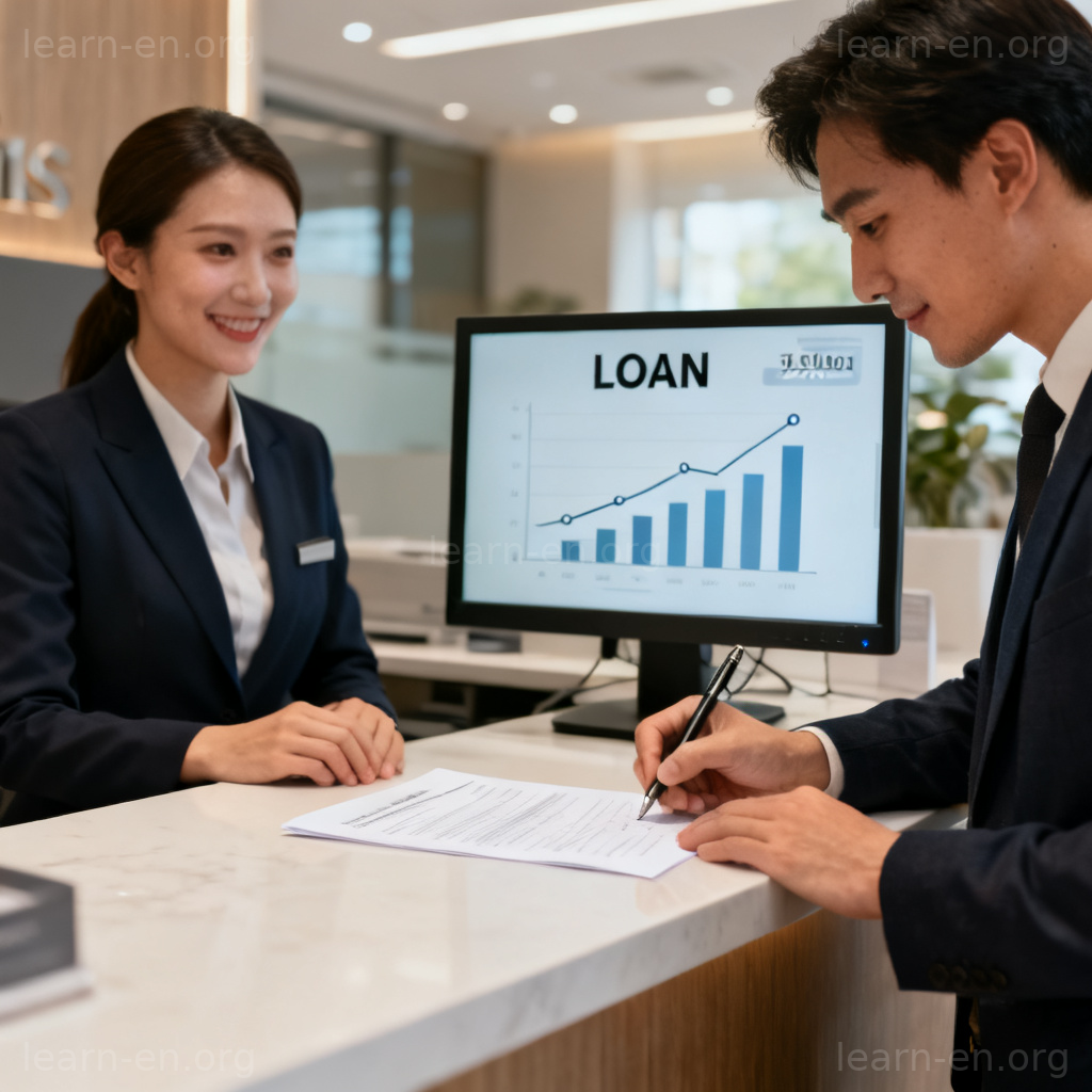 loan 贷款场景图解：银行职员与客户签署贷款文件