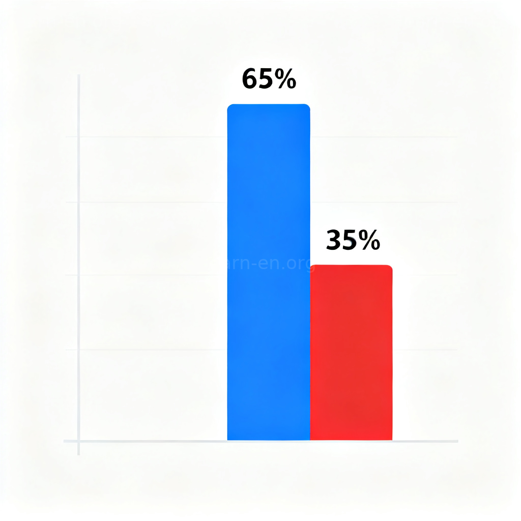 majority 含义图解：选举结果柱状图显示65%的多数优势