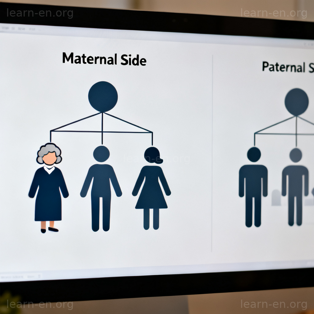 maternal 母系含义图解：突出显示母系家族树