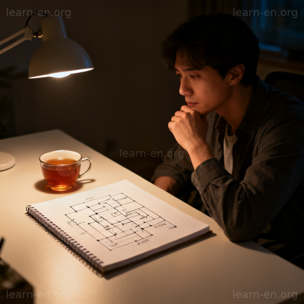 mature 深思熟虑含义图解：深夜思考计划的人物场景
