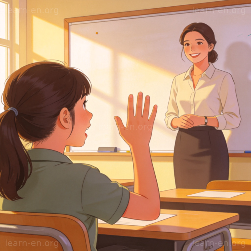 may 请求许可场景：学生在课堂上举手提问