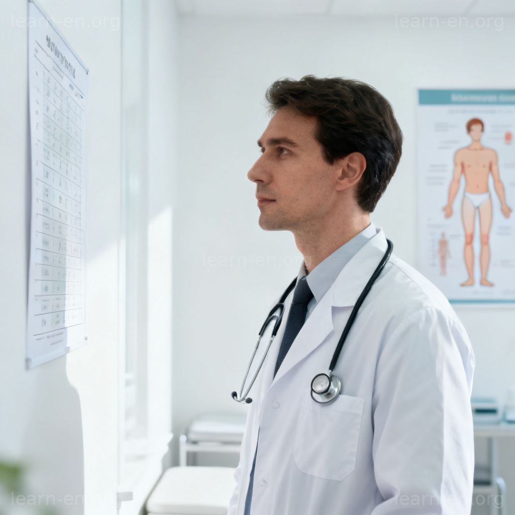 medical 医疗场景图解：医生在诊室查看图表