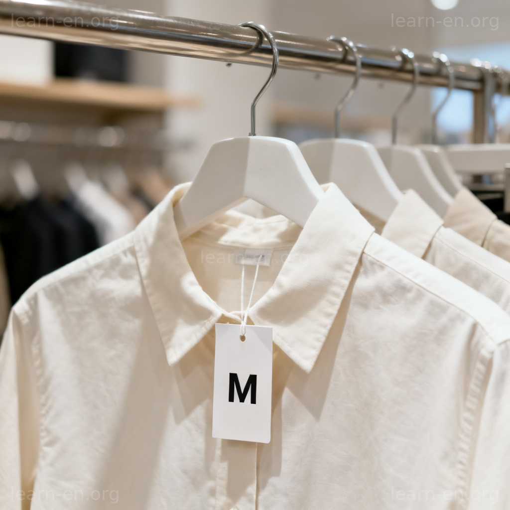 medium size 图解：服装店衣架上标有M码标签的衬衫