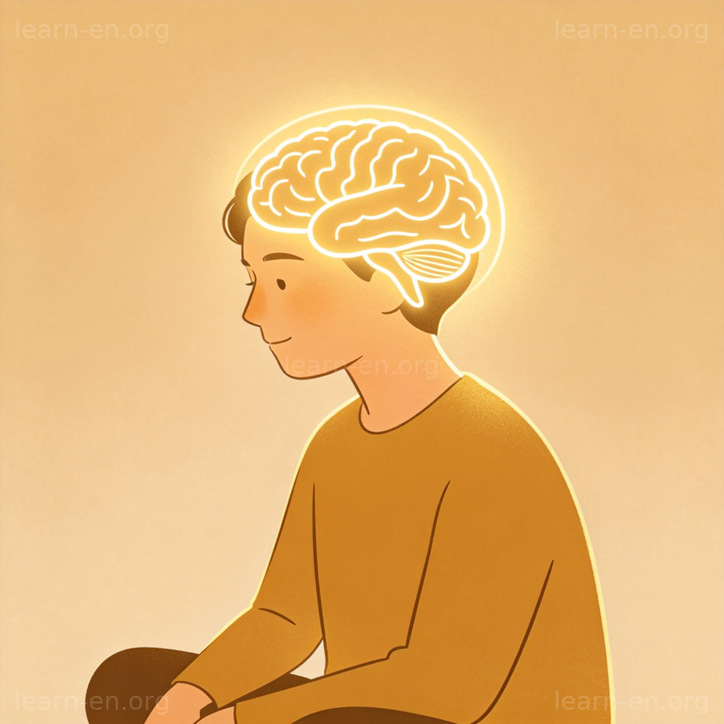 mind 含义图解：象征思考与智慧的头脑发光轮廓