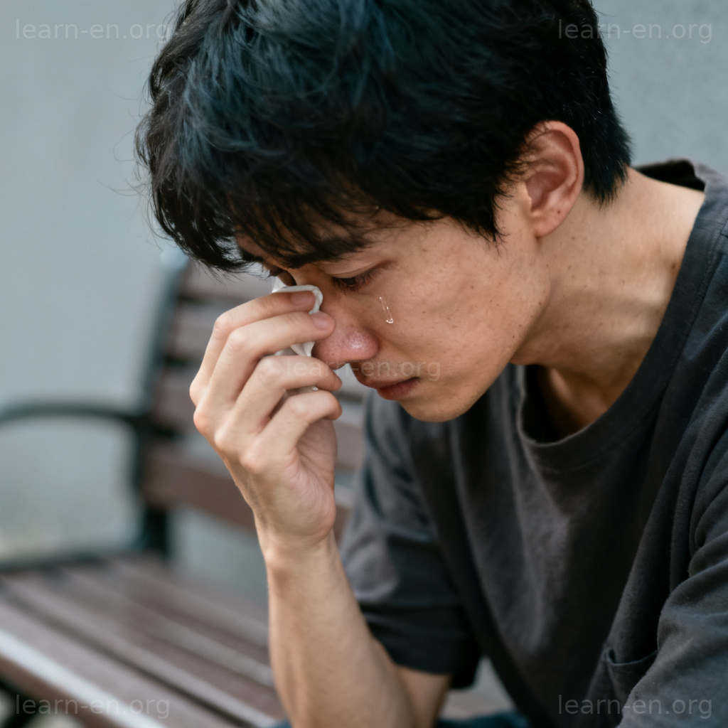 miserable 含义图解：形容人极度痛苦悲伤的场景