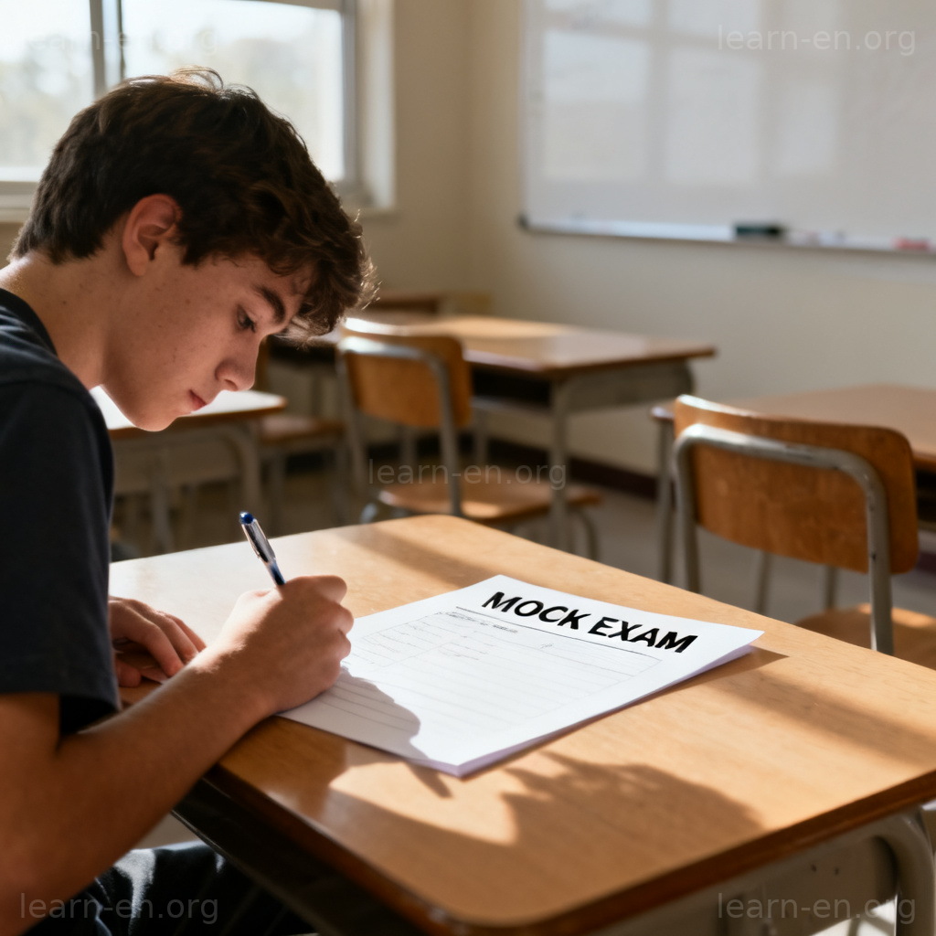mock exam 模拟考场景图解：学生专注答题