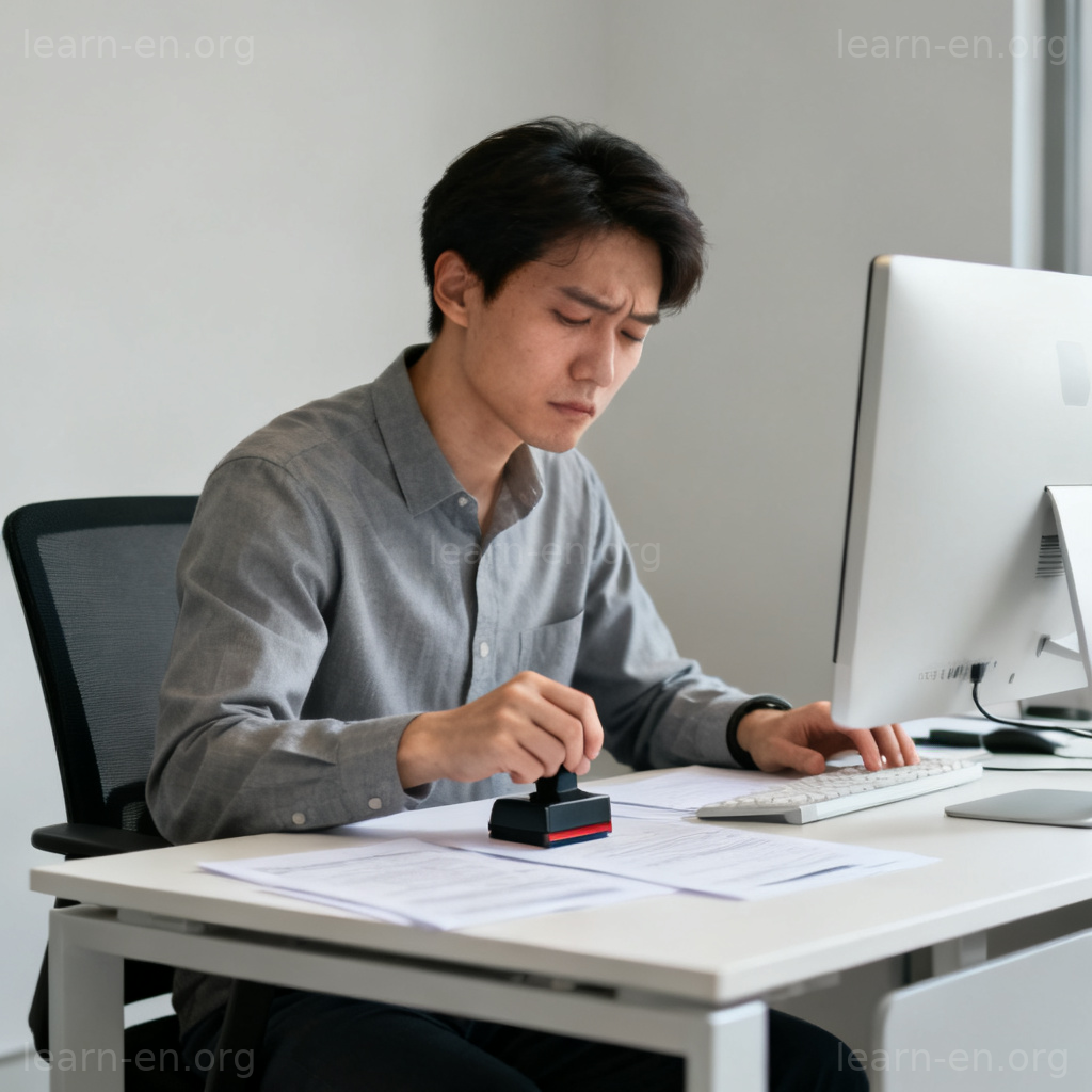 monotonous 图解：办公室重复工作场景，表现单调乏味感