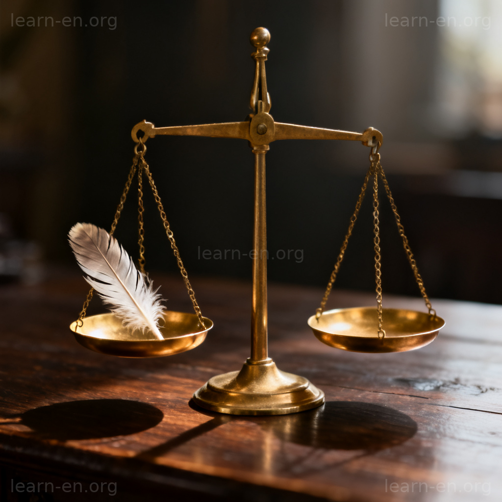 moral 道德准则概念图解：象征良知的天平与羽毛