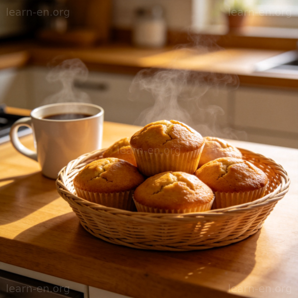 Muffin 玛芬蛋糕图解：金黄松软的新鲜玛芬与咖啡