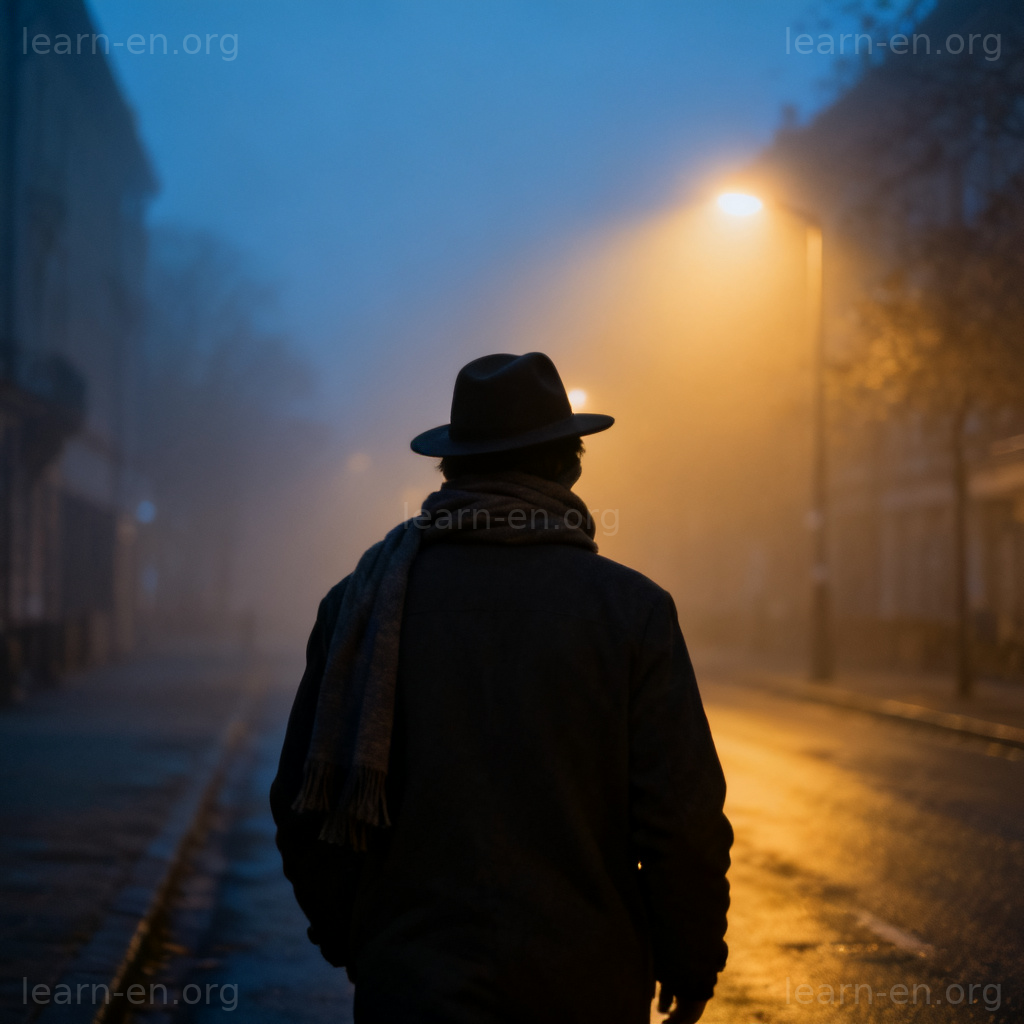 mysterious 人物图解：雾中独行者的神秘背影场景