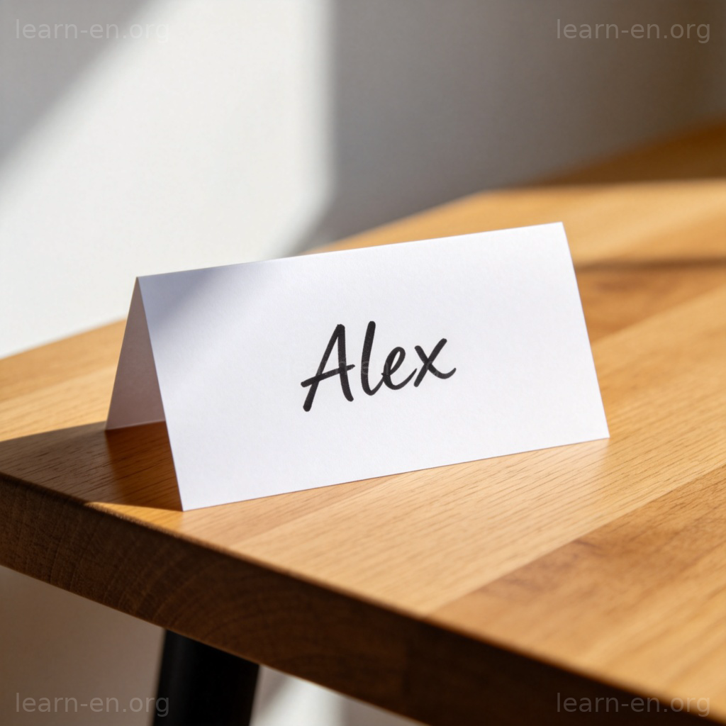 name 名字含义图解：写有 Alex 的姓名标签