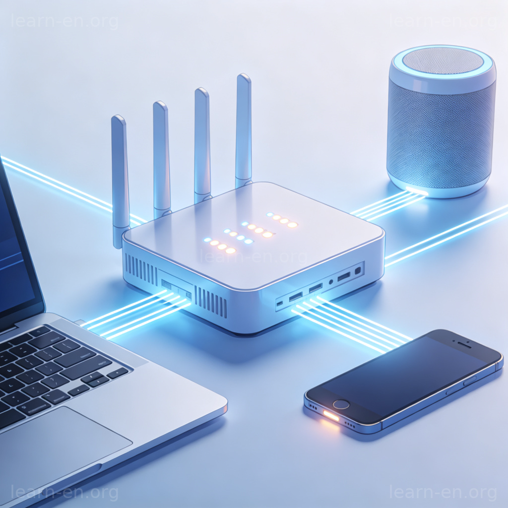 Networking 联网含义图解：路由器连接多种智能设备