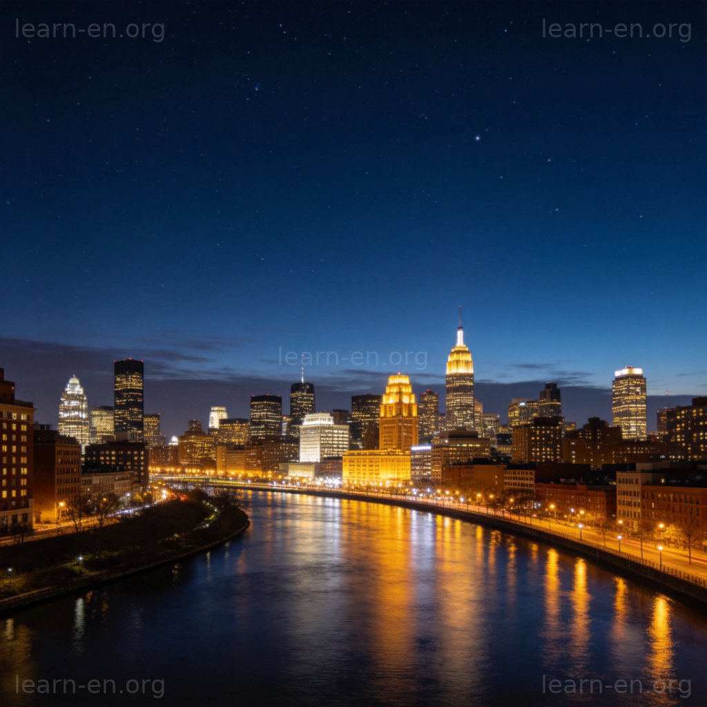 night 夜晚含义图解：城市夜景与星空