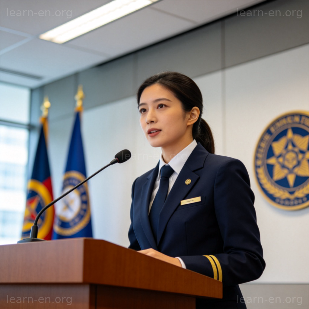 official 官员含义图解：专业人士在讲台发言的场景