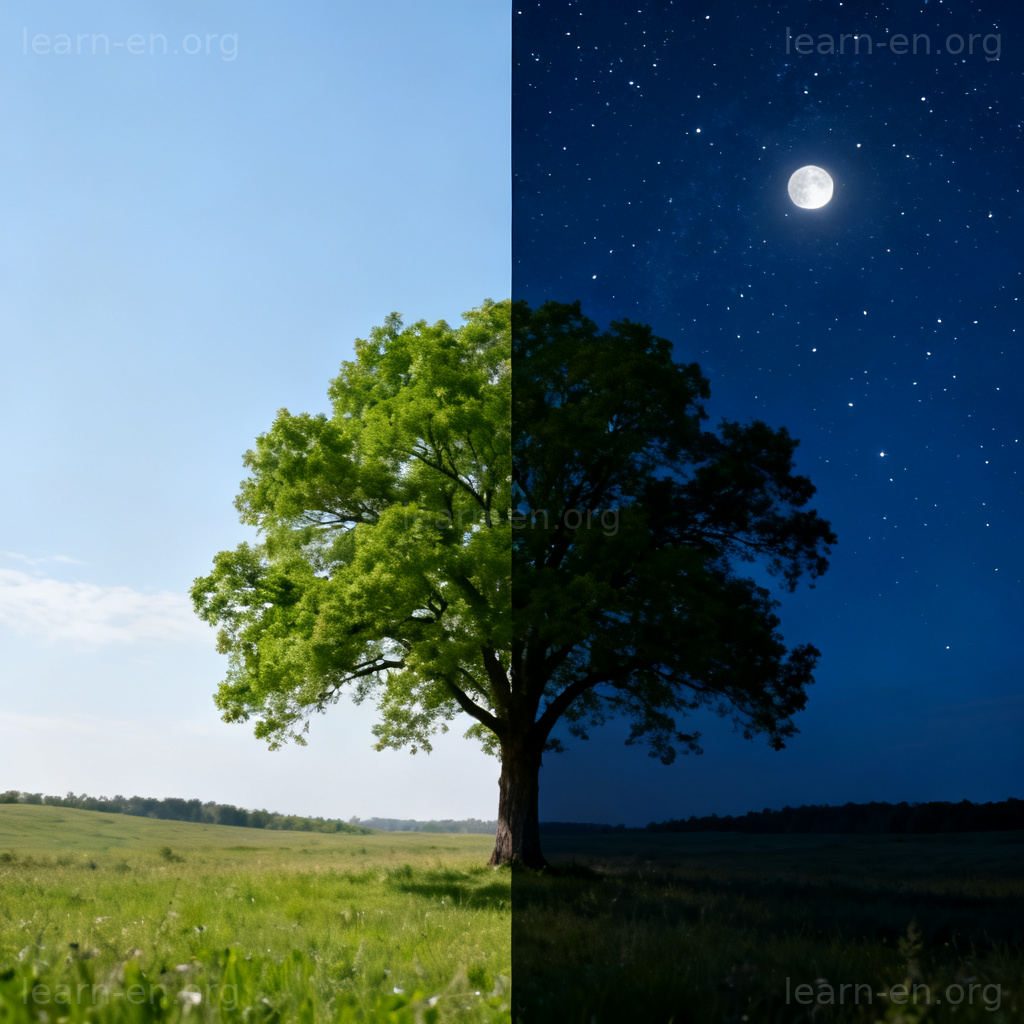 opposite 对立面图解：白天与黑夜的对比分屏画面