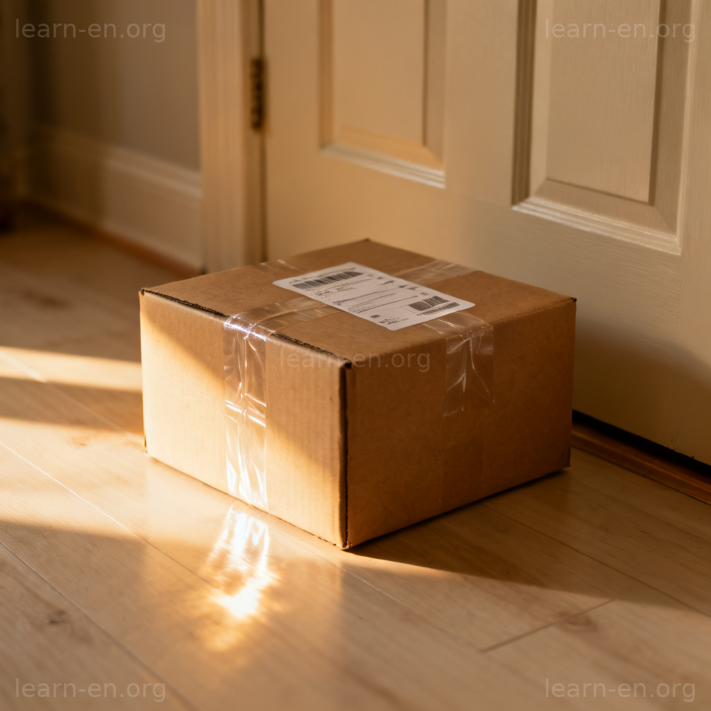 package 包裹含义图解：带标签的快递纸箱
