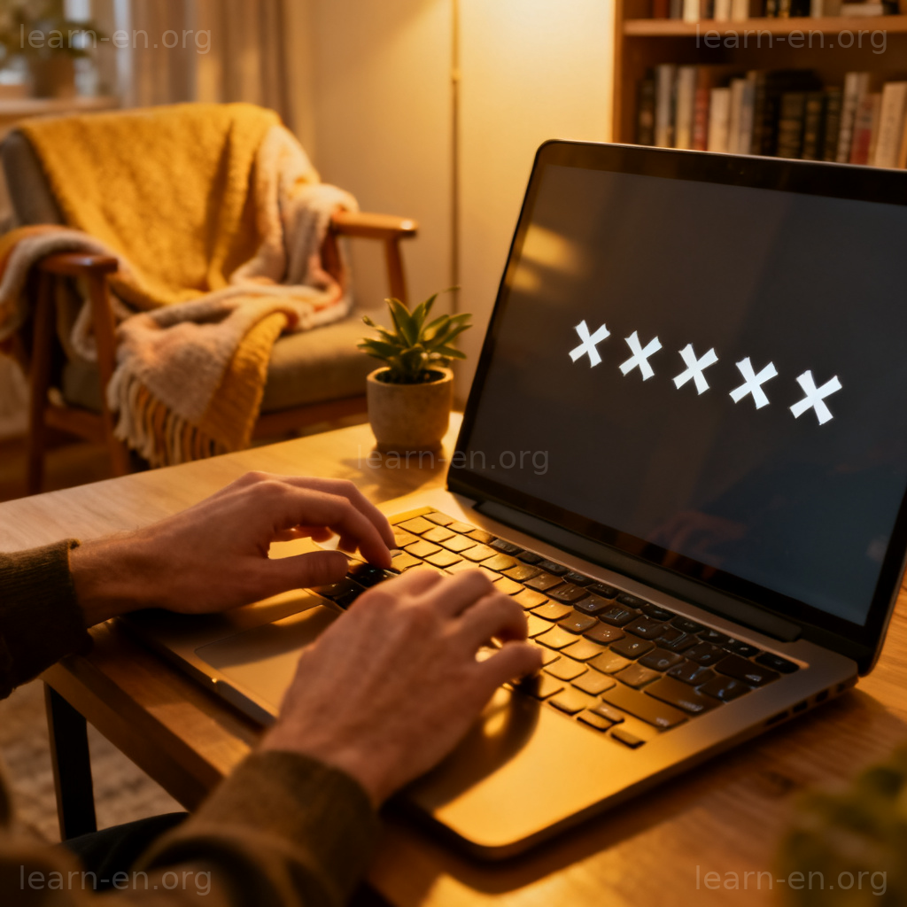 password 密码图解：在笔记本电脑键盘上输入星号