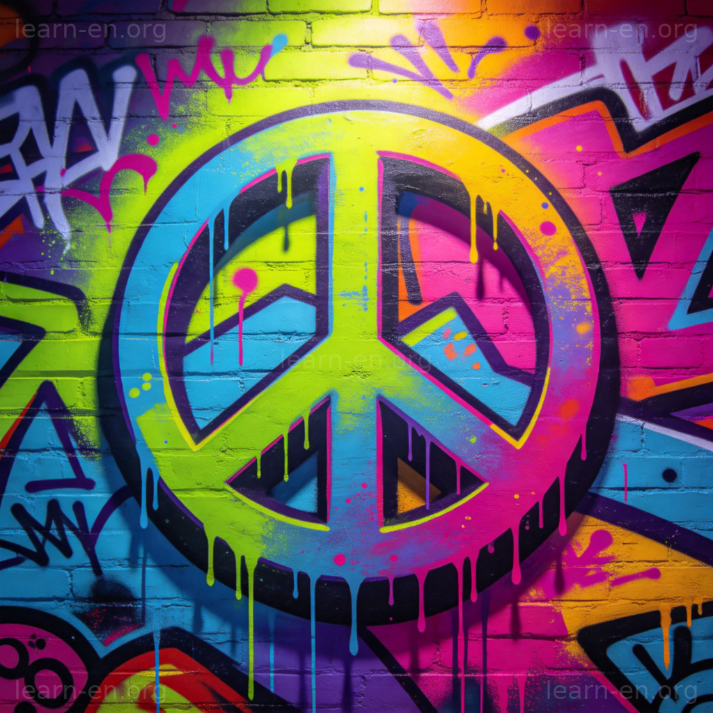 Peace Sign 标志图解：涂鸦风格和平符号特写