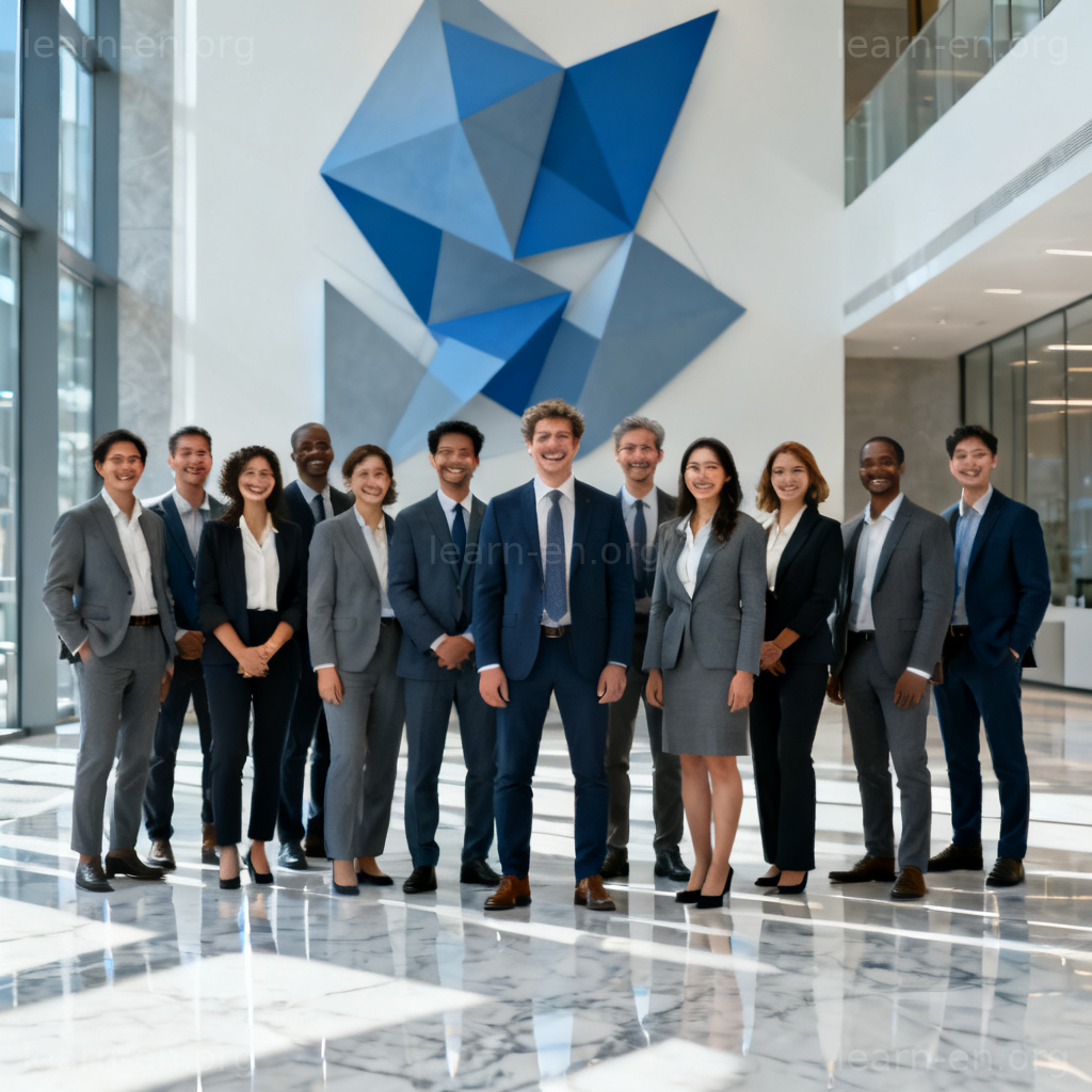 personnel 人员含义图解：现代办公室中多元化员工团队合影