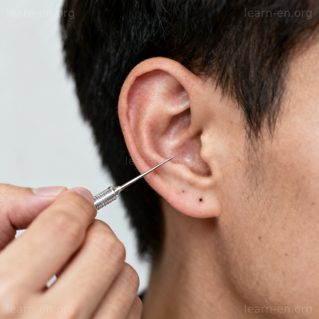 pierce 刺穿含义图解：专业穿耳过程特写