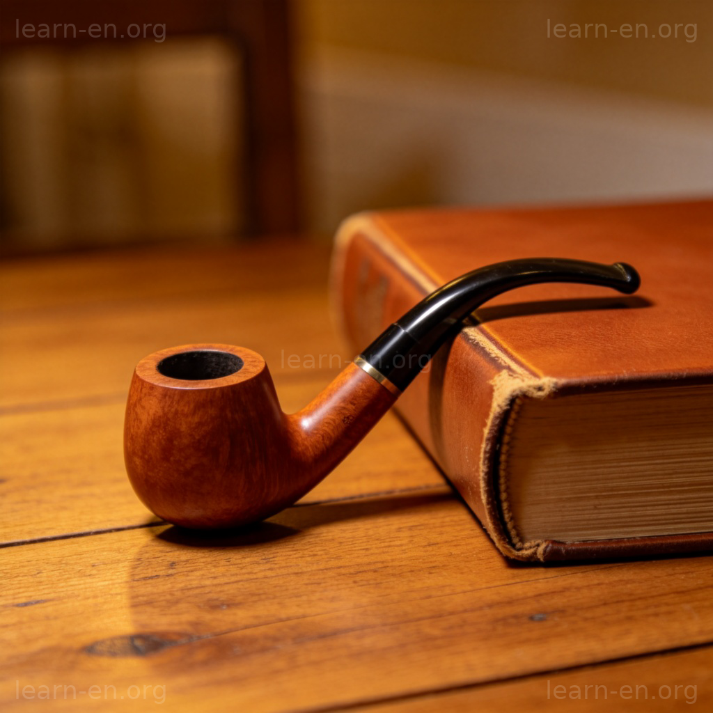pipe 烟斗图解：木质烟斗置于书本上的经典场景