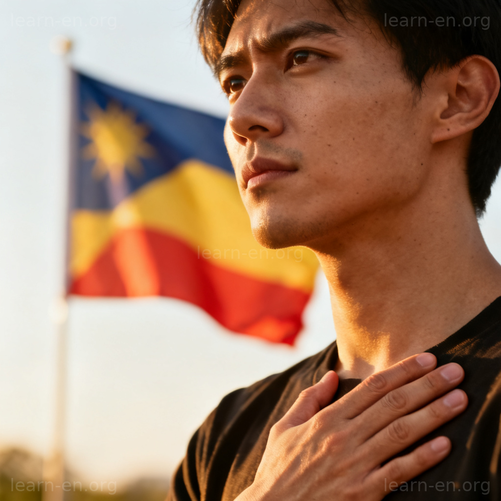 pledge 发誓图解：手放心口表达坚定承诺