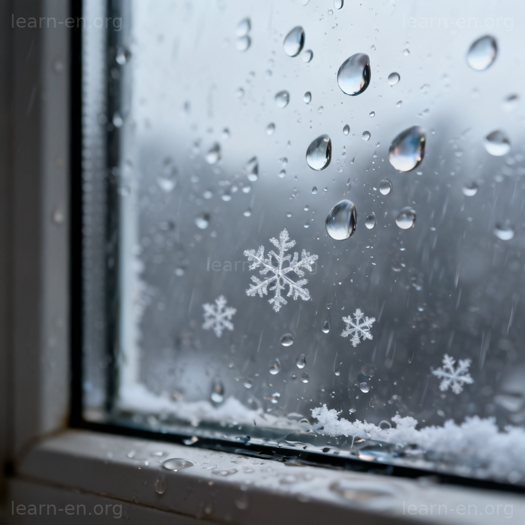 precipitation 降水图解：窗户上的雨滴与雪花