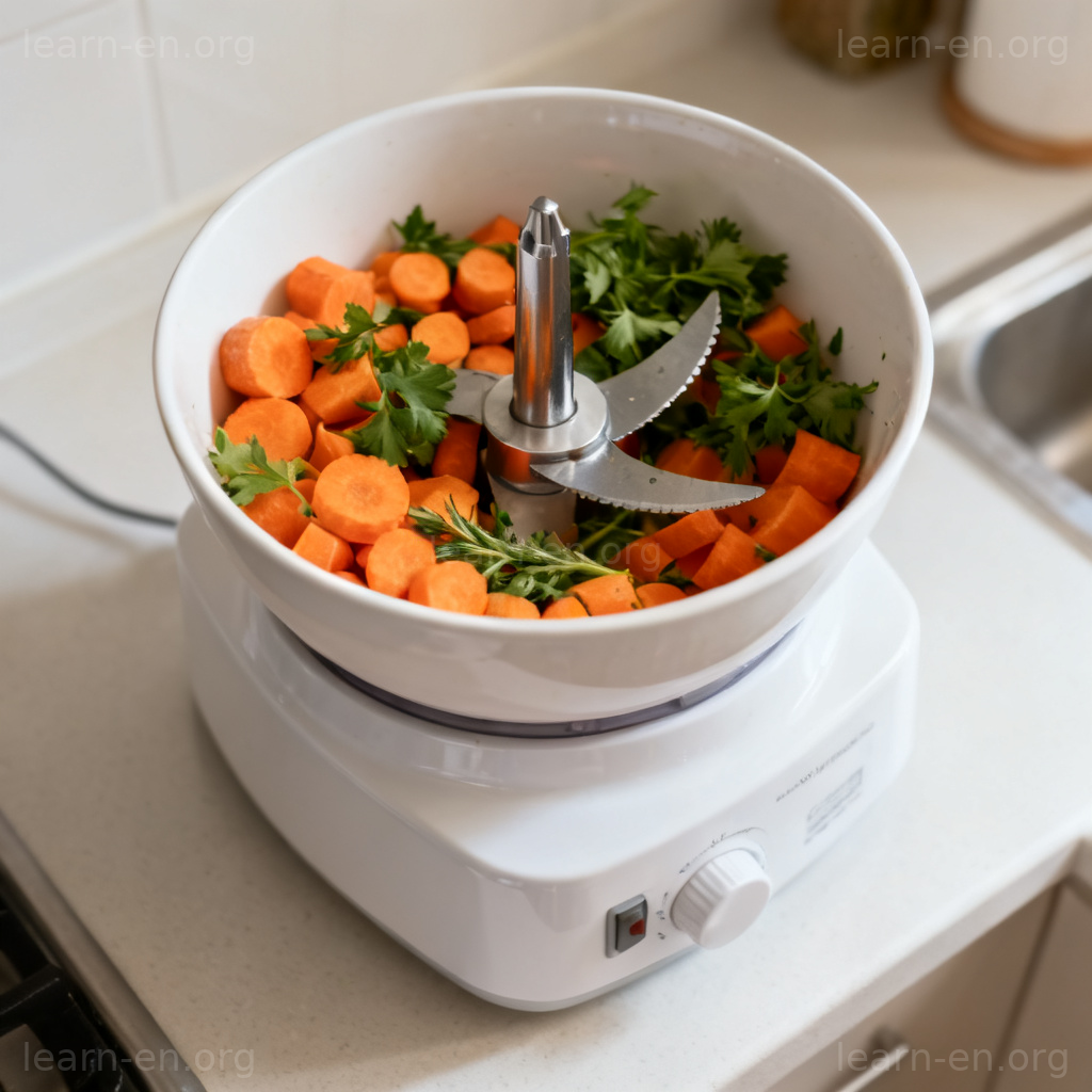processor 食品加工机图解：厨房台面上的多功能食物料理机