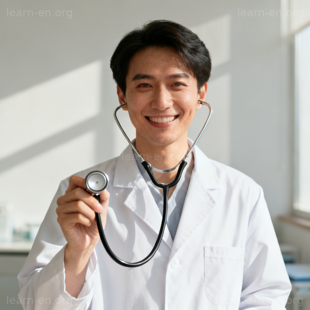 profession 职业含义图解：医生与听诊器代表专业身份