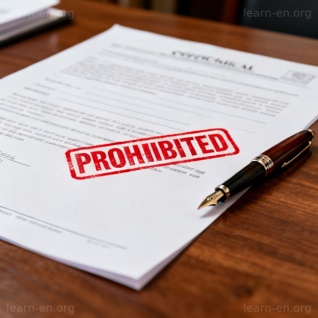 prohibit 官方禁止图解：盖有红色禁止印章的文件