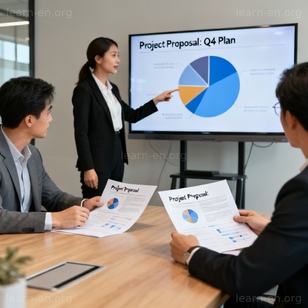 proposal 商务提议场景图解：会议室展示项目计划书