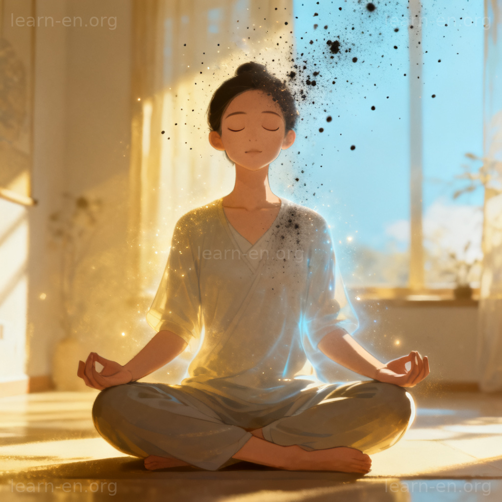 purify 纯洁化含义图解：冥想者净化心灵排除负面思绪