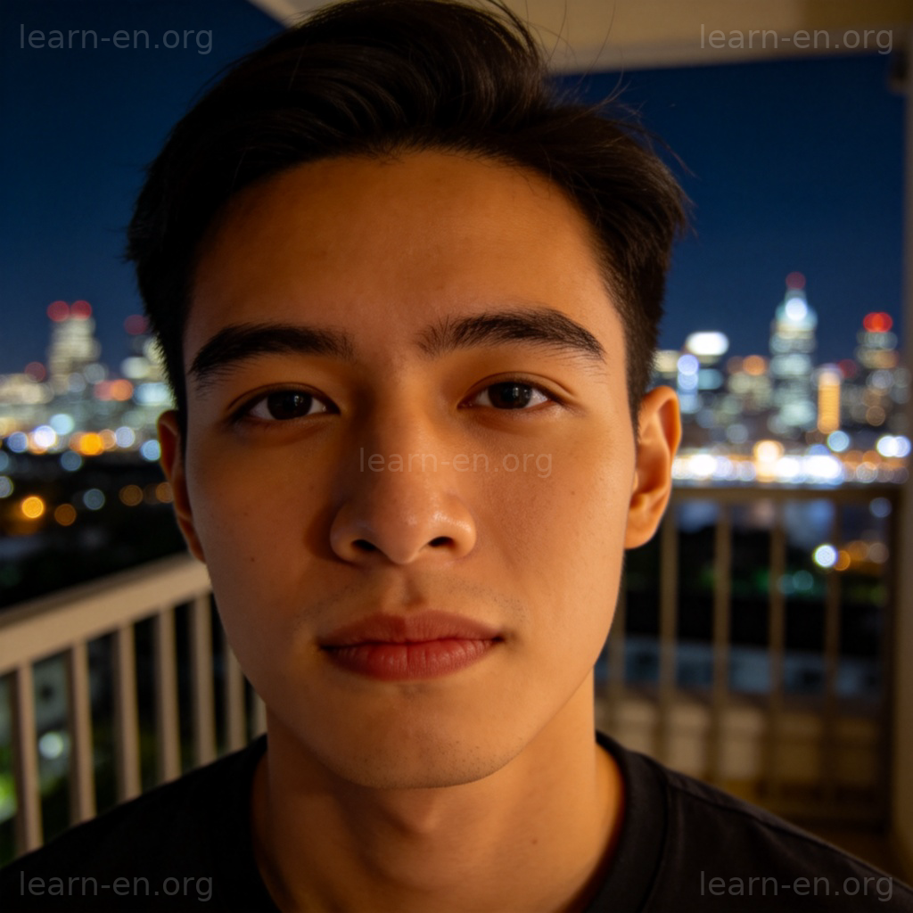 really 表示确实真诚的场景图解：人物诚恳凝视，城市夜景背景