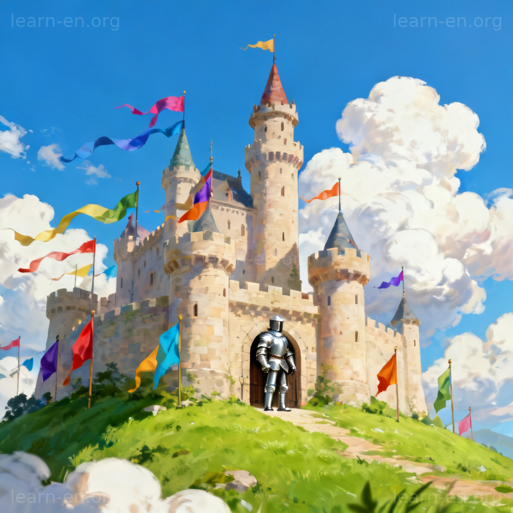 realm 王国含义图解：童话城堡与骑士守卫场景