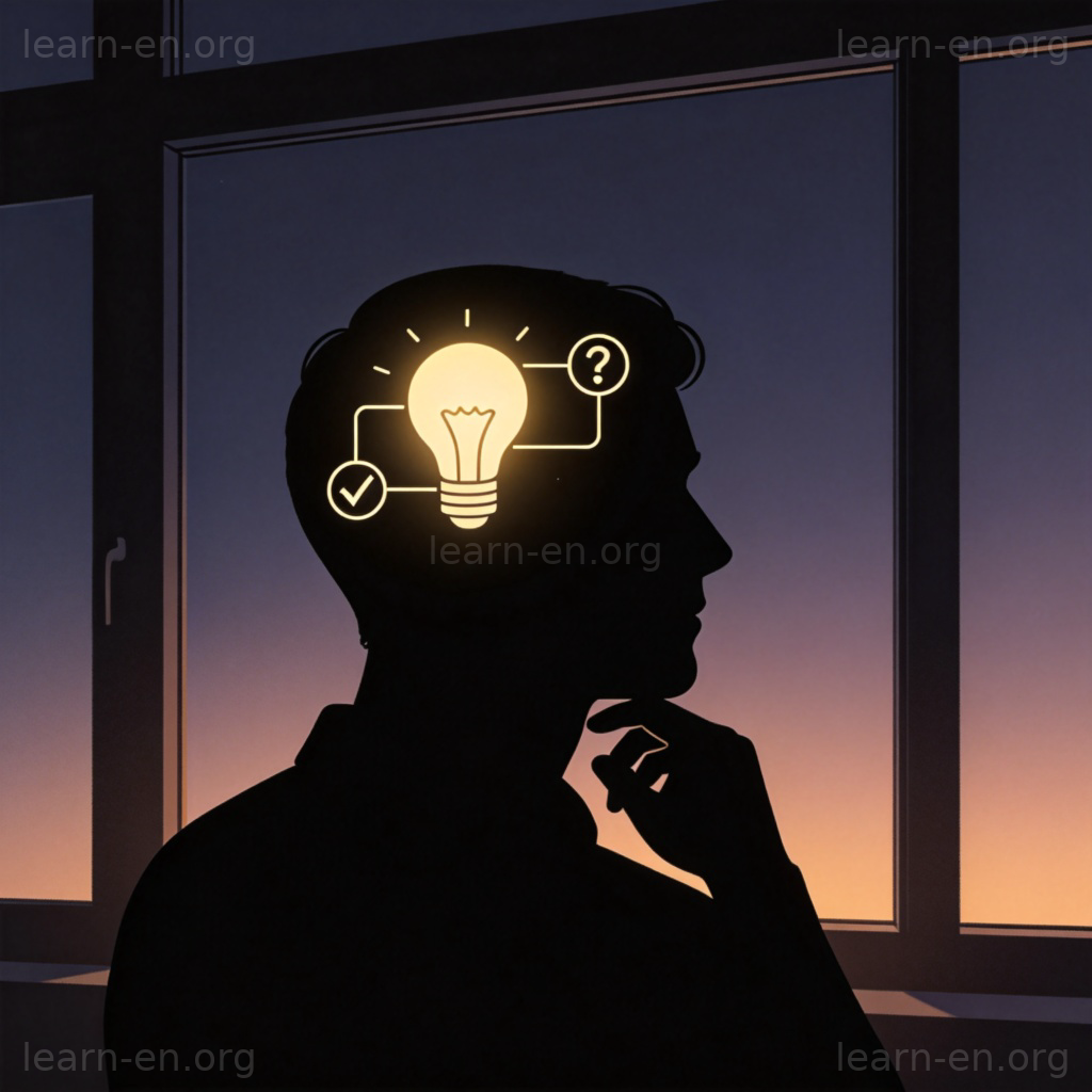 reason 推理图解：人物沉思剪影与脑中逻辑连接