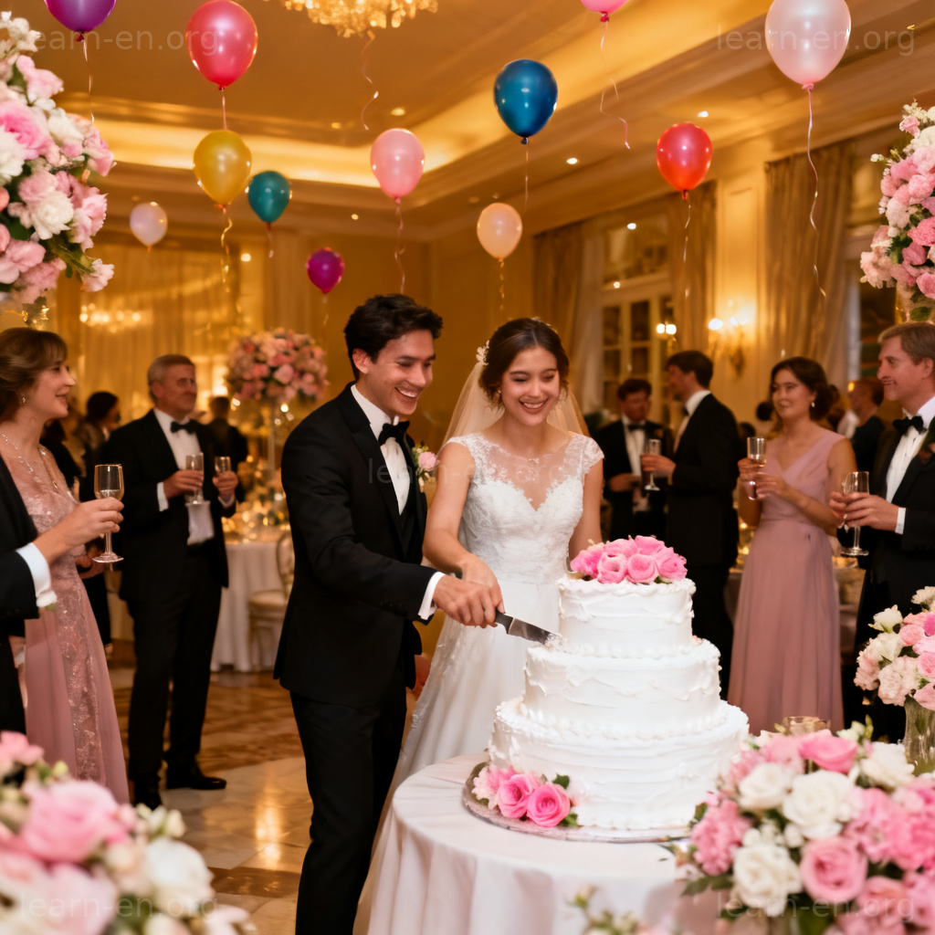 reception 招待会含义图解：婚礼宴会庆祝场景