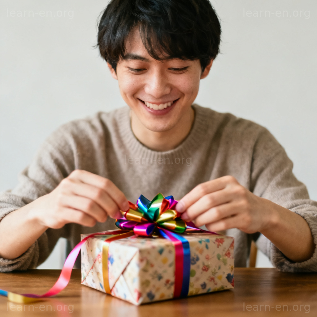 recipient 图解：接收者开心拆礼物的场景